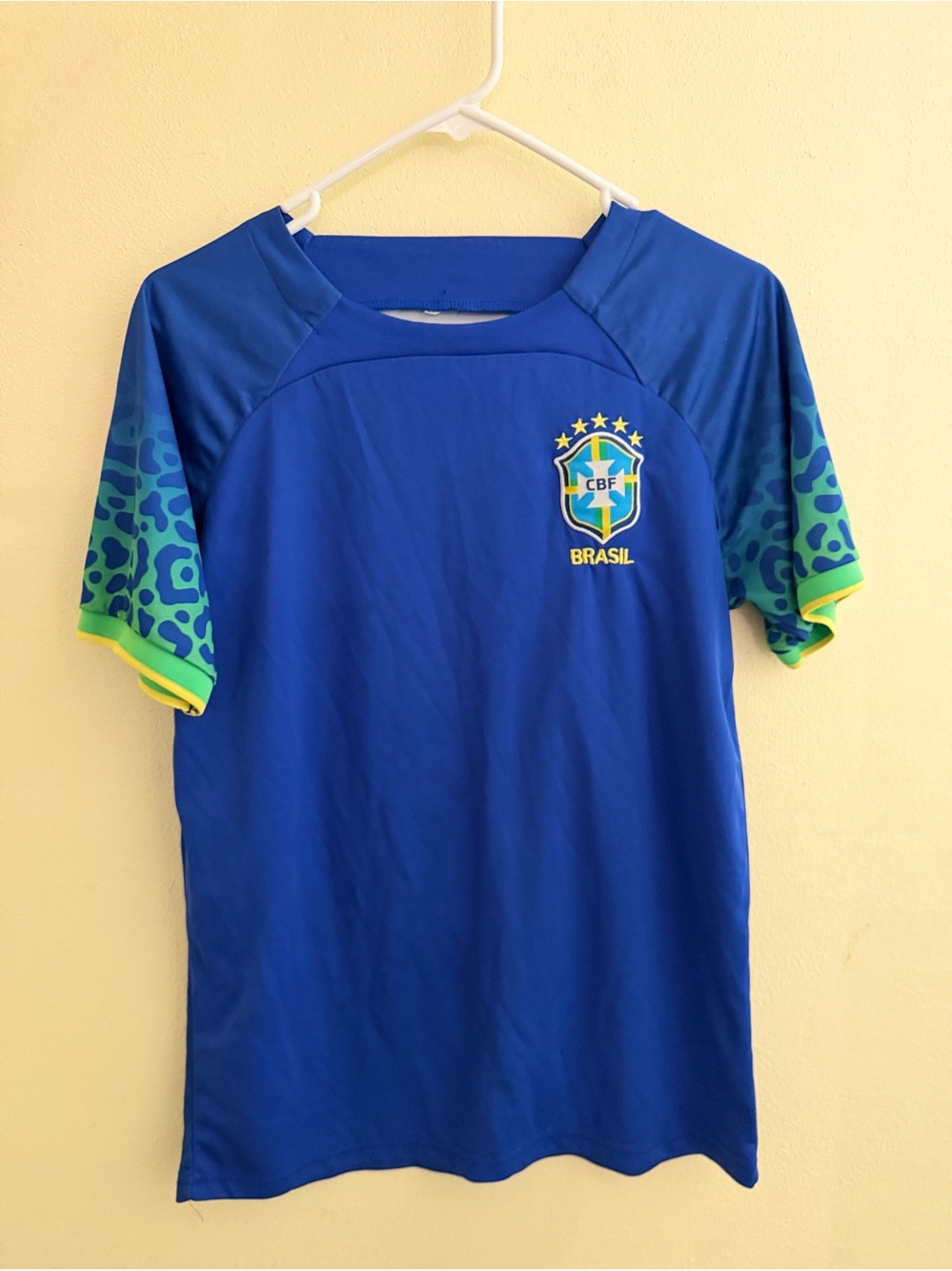 Men’s Brazil Football Jersey in Blue with Green Accents